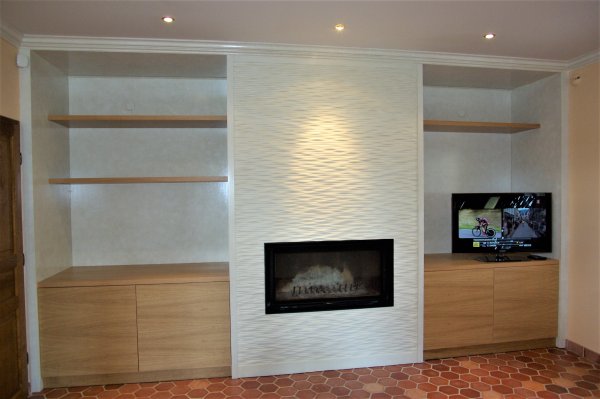 Bibliothèque placage chêne verni