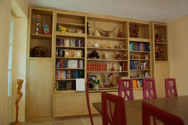 Bibliothèque-bureau en chêne 